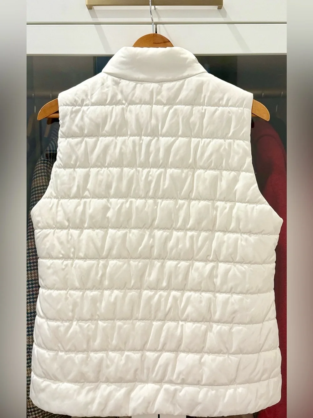 Michael Michael Kors Off-White Quilted Puffer Vest | Gold Zip | Women’s L